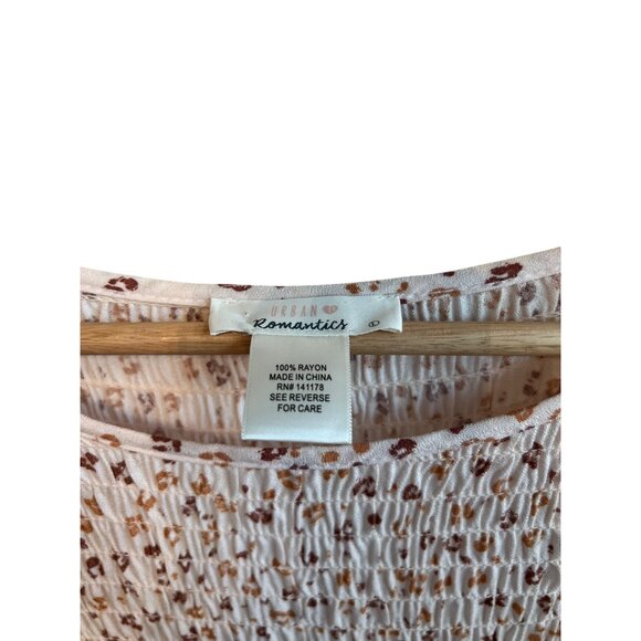 Urban Romantics Smocked Peplum Top Leopard Print Blouse Women's Size L - Picture 2 of 3